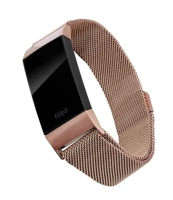 $9.77 • Buy FITBIT CHARGE STAINLESS STEEL MESH BAND Rose Gold Fits Charge 3 / Charge 4.....