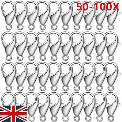 100Pcs Lobster Claw Clasps Grade A 304 Stainless Steel Jewelry Lobster Clasp UK • £3.59