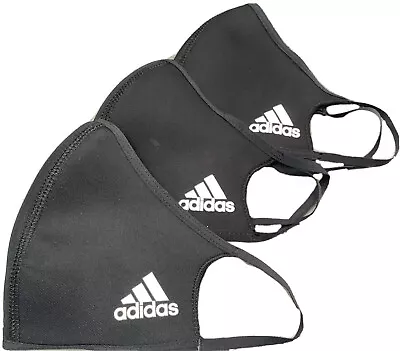 Adidas Face Mask Cover Reusable Washable Performance Black Breathable 3 Pack New • £8.99
