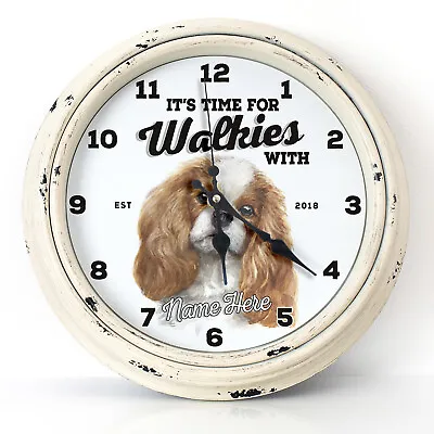 Personalised Kitchen Clock Cavalier King Charles Name Round Wall Hanging DC11 • £22.95