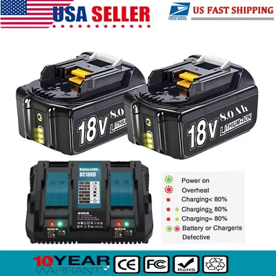 18V 6.0Ah Battery / Charger For Makita LXT BL1830 BL1850 BL1860 LITHIUM Tools UU • $17.09