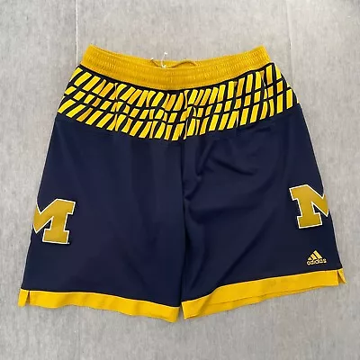 Michigan Wolverines Shorts Adult 2XL Blue Yellow Adidas NCAA Basketball Mens XXL • $29.96