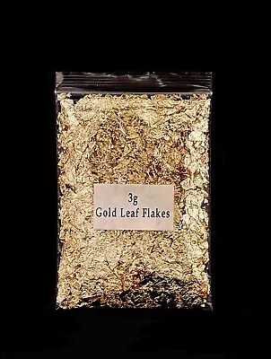 3g Bag Nail Art Foil Gold Leaf Flakes Genuine Imitation Gilding Craft Decoration • £2.89