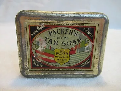 Packer's Healing Tar Soap Tin Empty VTG 1930s Advertising Tin Mystic Connecticut • $4.95