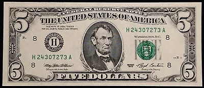 1993 Series $5 Five Dollar Federal Reserve Note - St. Louis - H24307273A - UNC • $5