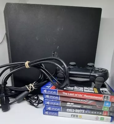 $444 • Buy Playstation 4 Pro Jet Black Console With Controller, Cords & Games 1 TB 
