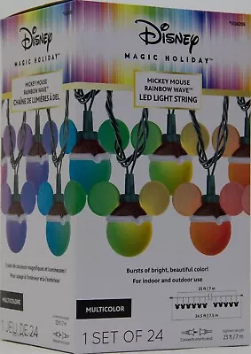 Christmas Disney Magic Holiday 24 Rainbow Wave LED Mickey Mouse String Lights  • $77.99