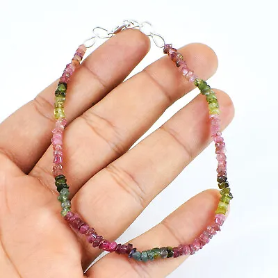 $9.90 • Buy 25.00 Cts Natural 8 Inches Long Watermelon Tourmaline Beads Bracelet NK 16E72