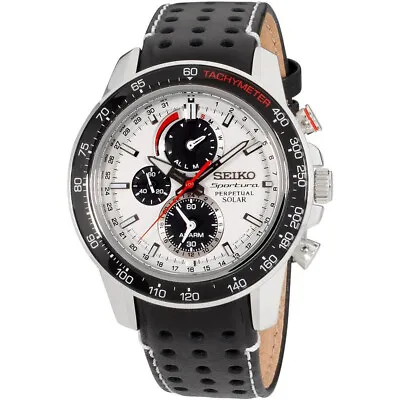 Seiko Sportura Perpetual Calendar Solar Alarm Chronograph 48mm SSC359P1 • $599