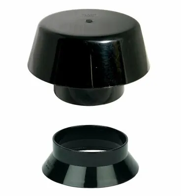 Black Vent Kit 110mm Vent Cowl & Weather Collar Soil Pipe Stack Mushroom Vent • £20.69