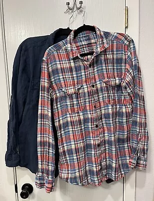 Lot Of 2 Mens Lucky Brand Baird McNutt Irish Linen Plaid Button Shirt Shirts M • $24.99