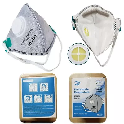 FFP3 Dust Masks VALVED Safety FACE Mask FOLD Flat Respirator Protection • £3.49