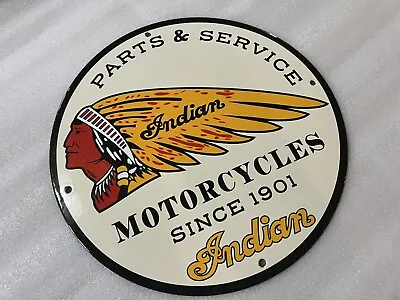 12in Indian Motorcycle PORCELAIN ENAMEL SIGN OIL Dealer Service • $75