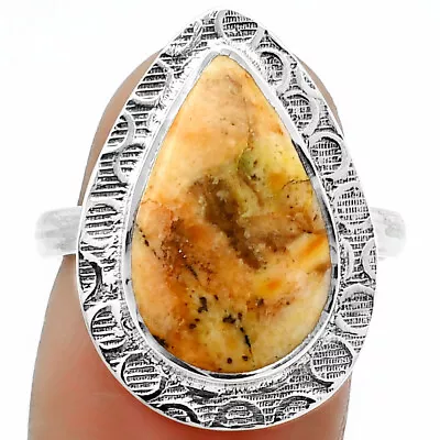 Natural Coral Jasper 925 Sterling Silver Ring S.8 Jewelry R-1090 • $10.99