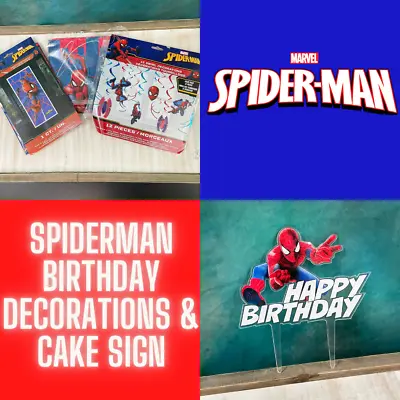 $13 • Buy Spiderman Birthday Party Decorations & Cake Topper Marvel