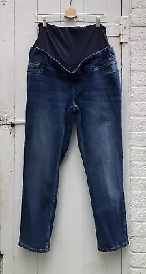 ISABELLA OLIVER Blue Tapered Leg Over Bump Boyfriend Maternity Jeans Sz 5 16/18 • £30