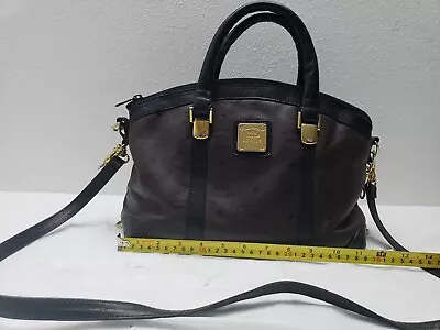 HCL LEATHERGOODS GERMANY Brown & Black Signature Leather Dome Bag Handbag Purse • $45