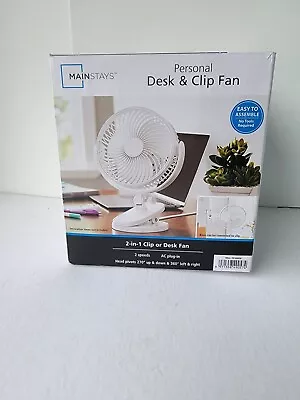 Mainstays Personal Desk & Clip Fan 6 Inch 2 Speed White AC Plug White New • $22.99