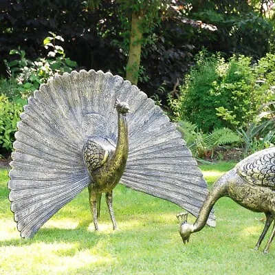 Metal Peacock Ornament ... Life Size ... Cast Aluminium Sculpture • £685