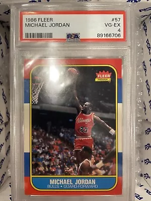 1986 Fleer #57 Michael Jordan Psa 4 Vg-ex Chicago Bulls Rc Rookie Card 1986-87 • $4523.23