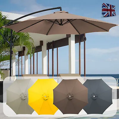 Replacement Fabric Parasol Garden Canopy 2.7m 3m Cover 6 Or 8 Arm For Outdoor • £26.89