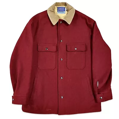 Vintage Pendleton Outdoorsman Red Virgin Wool USA Mackinaw M Hunting Jacket Coat • $80
