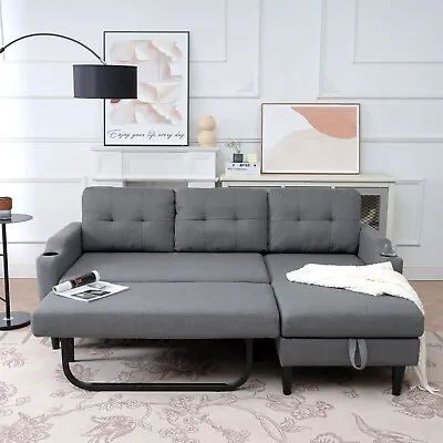 Modern Sectional Sofa Bed Modular Couch With Storage Chaise Lounge Cup Holders • $284.99