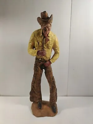 Vtg RARE HTF 1977 Universal Statuary Corp Cowboy Statue 13  Tall Signed Curtis • $87.99