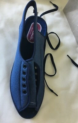 £4.99 • Buy Unworn Wapiti Pieds Sensibles Ladies Denim Laced Soft Fabric Sandal Size 6.5