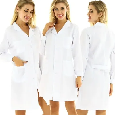 £14.34 • Buy Mens/Women Long Sleeve Scrubs Lab Coat Medical Nurse Doctor Surgeon Uniform Coat