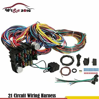 Universal Extra Long 21 Circuit Wiring Harness For CHEVY MOPAR FORD JEEP HOTRODS • $70.63