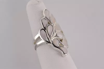 Sterling Silver Swirled Pink Mother Of Pearl Wispy Blooms Band Ring 925 Sz: 6 • $25.50