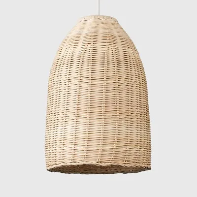 Natural Wicker Ceiling Light Shade Pendant Lampshade Easy Fit Scandi Boho Rattan • £19.99