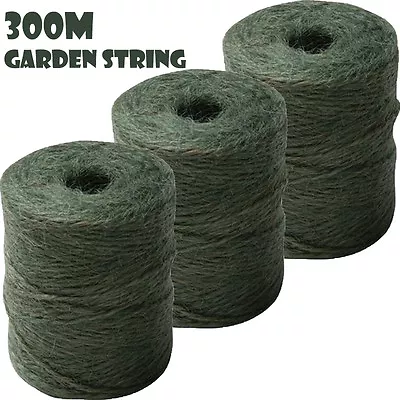 3x100M Garden String Jute Twine Green Maxi Parcel Gardening 3 Rope Ball Line S30 • £9.69