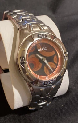 $19.99 • Buy Relic By Fossil Big Tic Watch, SSteel, Animated Circle Patterns, Nw Battery