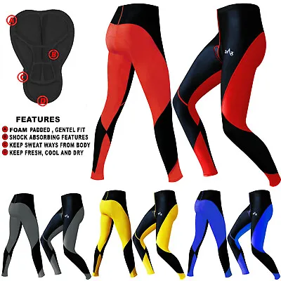 Mens Cycling Tights Trousers Padded Sports Cycle Shorts Anti Bac Pad S To XXL • £9.49