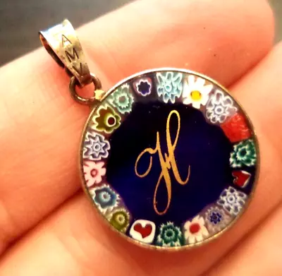 Stunning Vintage Estate Signed Sterling Silver Millefiori 1 1/8  Pendant!!! G526 • $5.50