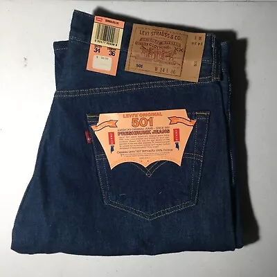 Vintage Levis 501 Jeans 34x36 BLANK TAB New With Tags Deadstock Preshrunk • $115