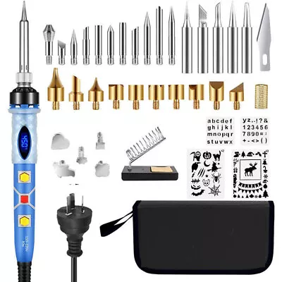 Wood Burning Kit Adjustable Temp Pyrography Pen Carving Soldering Irons Kit 80W • $38.49