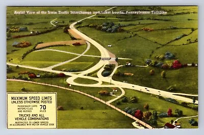 Vintage Irwin Traffice Interchange & Licket Booths Pa Turnpike Linen Postcard Aq • $3.99
