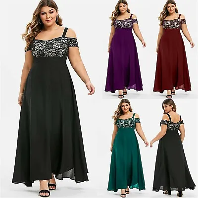 Plus Size Womens Maxi Dress Ladies Cold Shoulder Evening Party Long Dresses ❤ • $35.54