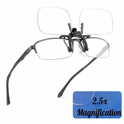 Clip On Flip Up Magnifying Glasses Spectacles 2.5x Magnification Magnifiers • £4.50