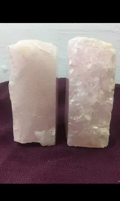 Vintage Organic Rose Quartz Slab Bookends (Pair) • $25