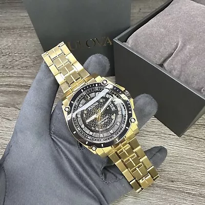 NEW✅DIAMOND✅ Bulova Men's Precisionist Quartz Gold Tone 46MM Watch 98D156 $295 • $349.90
