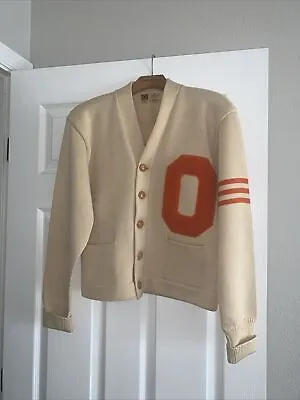 Vintage Varsity Letter Sweater - Oregon State College Orange O Official Whiting • $150