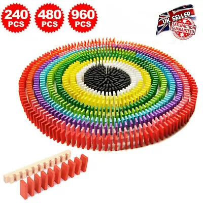 £8.79 • Buy 960pcs Coloured Wooden Tumbling Dominoes Games For Kids Childrens Fun Play Toy