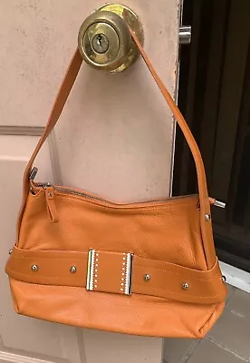 GIRONACCI Mango Pebbled Leather Handbag With Studs Made In Italy • $36.50