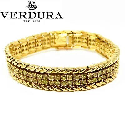 NYJEWEL Verdura 18k Gold 134 Yellow Diamonds 11mm Wide Heavy Bracelet 7  W Paper • $39950