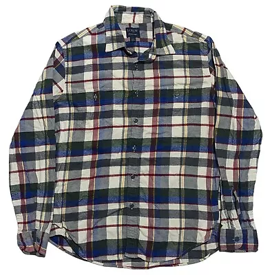 J Crew Mens L Long Sleeve Button Up Multicolor Plaid Flannel Shirt EUC • $16.75