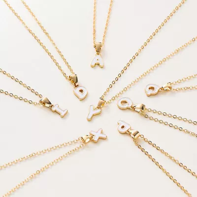Name Initial Necklace For Women Simple Enamel A-Z Alphabet Pendants Choker • $22.12